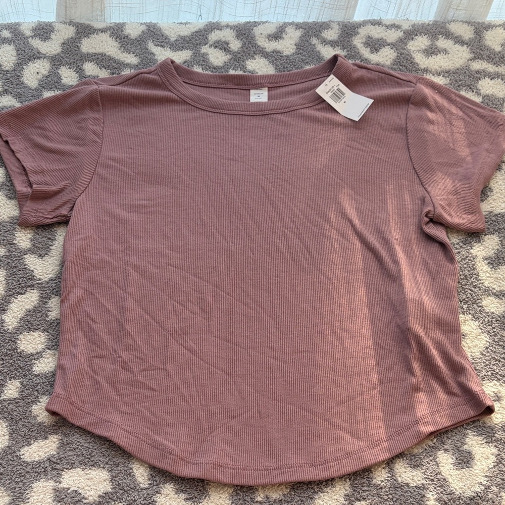 Ribbed Mauve Short Sleeve Tee sz M